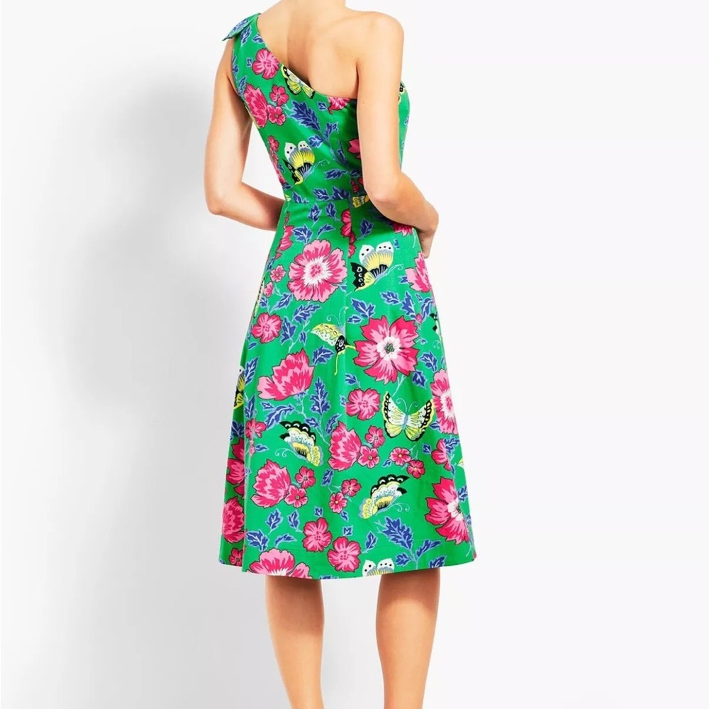 RSVP by TALBOTS Green Butterfly and Floral Off Shoulder Dress - Women’s 16P
